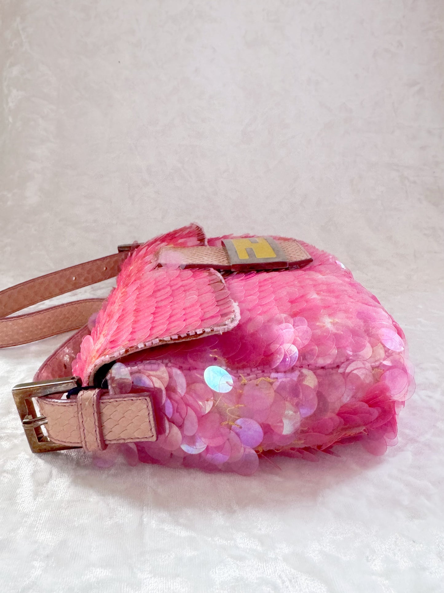 Fendi Pink Mermaid Sequins Baguette