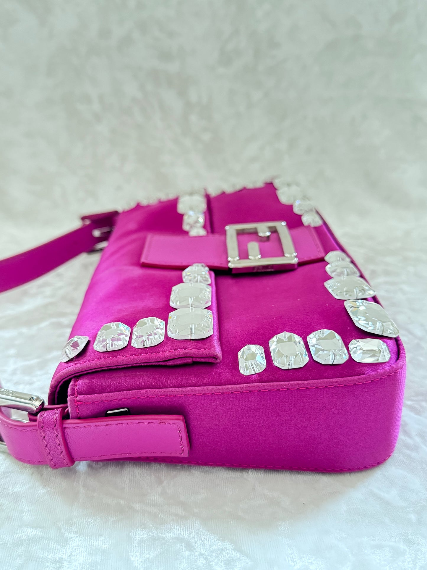 Fendi Fuchsia Rhinestone Baguette