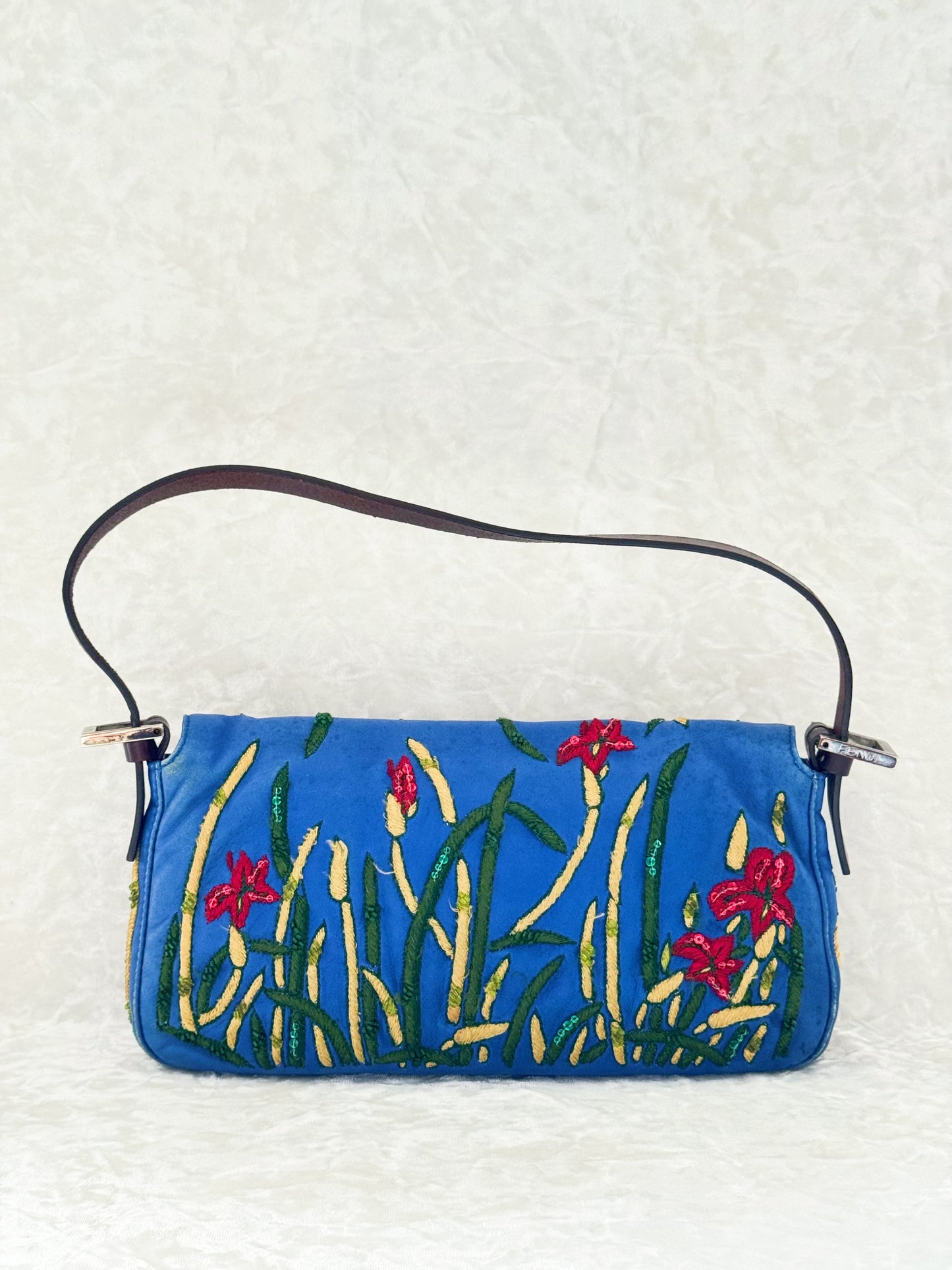 Fendi Floral Embellished Baguette
