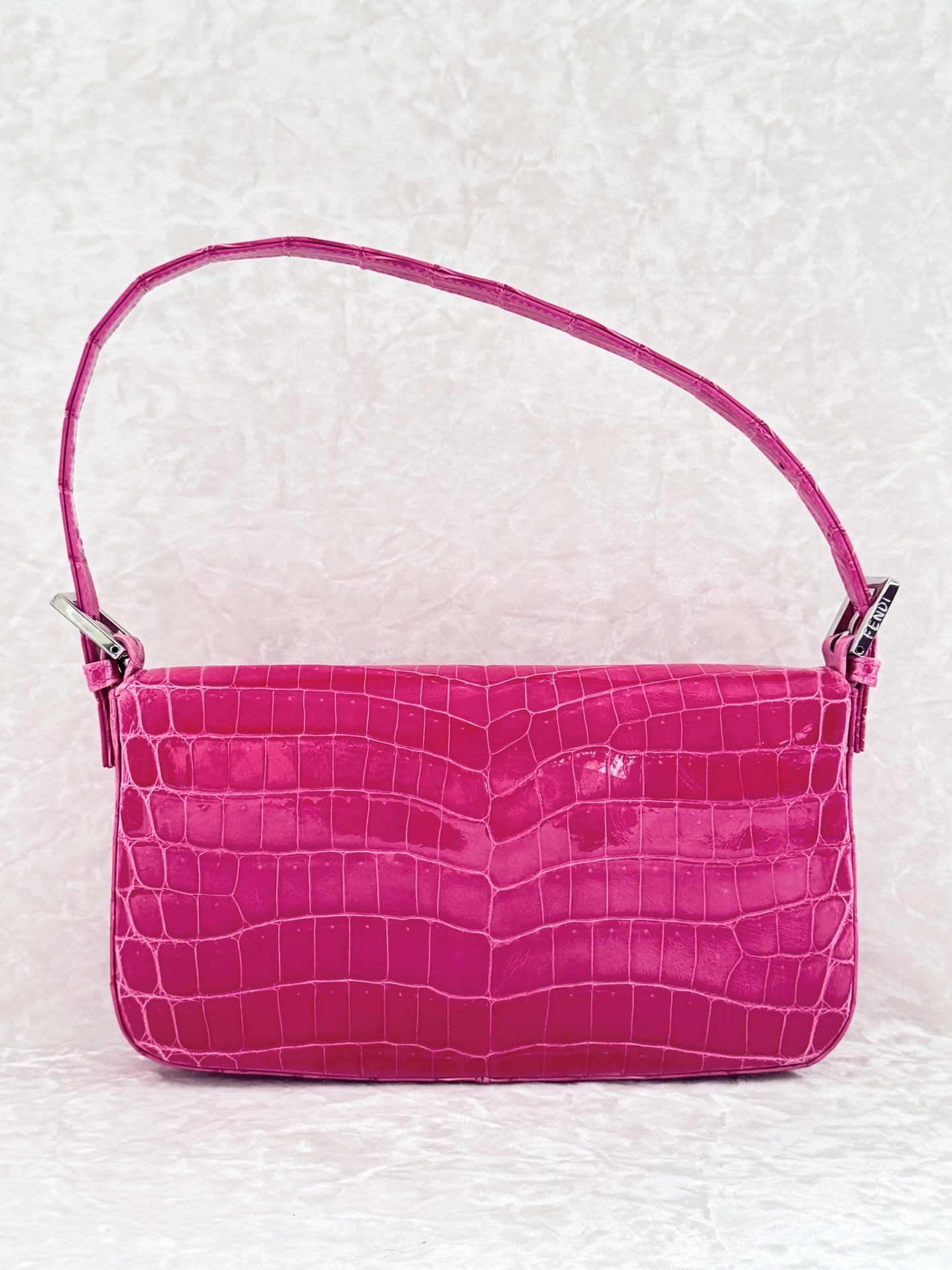 Fendi Pink Alligator Baguette