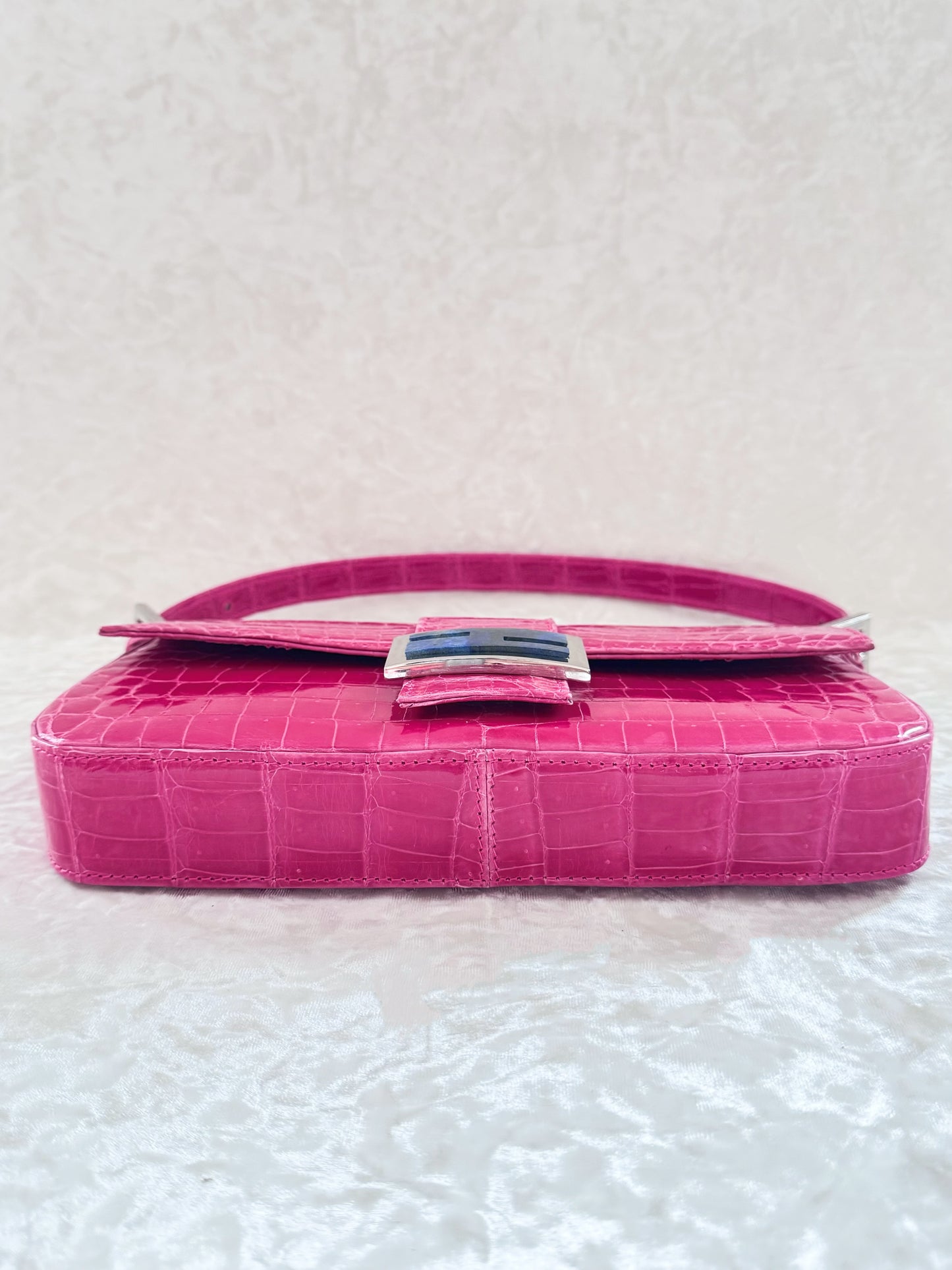 Fendi Pink Alligator Baguette