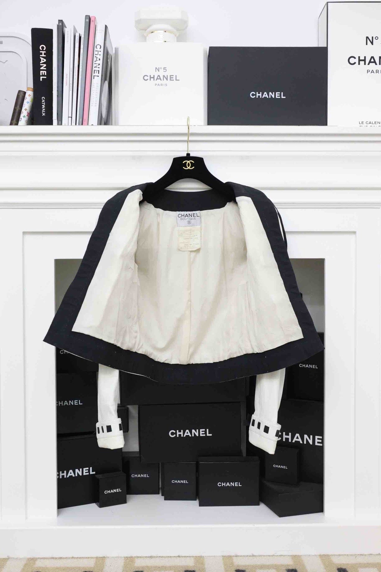 Vintage Chanel 91 Runway Cute Bow Leather Jacket Skirt Set