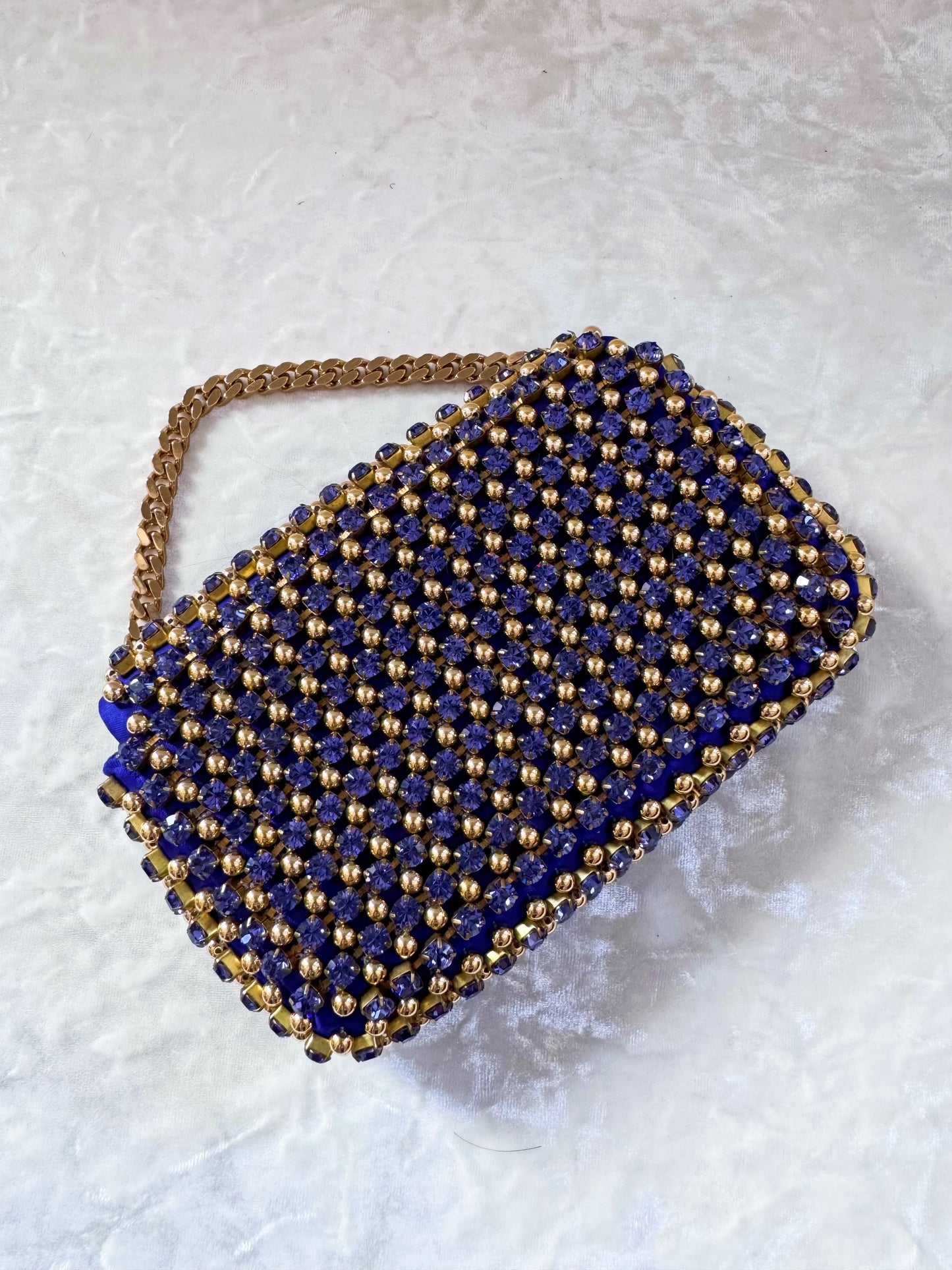 Fendi Purple Rhinestone Gold Beaded Mini Baguette