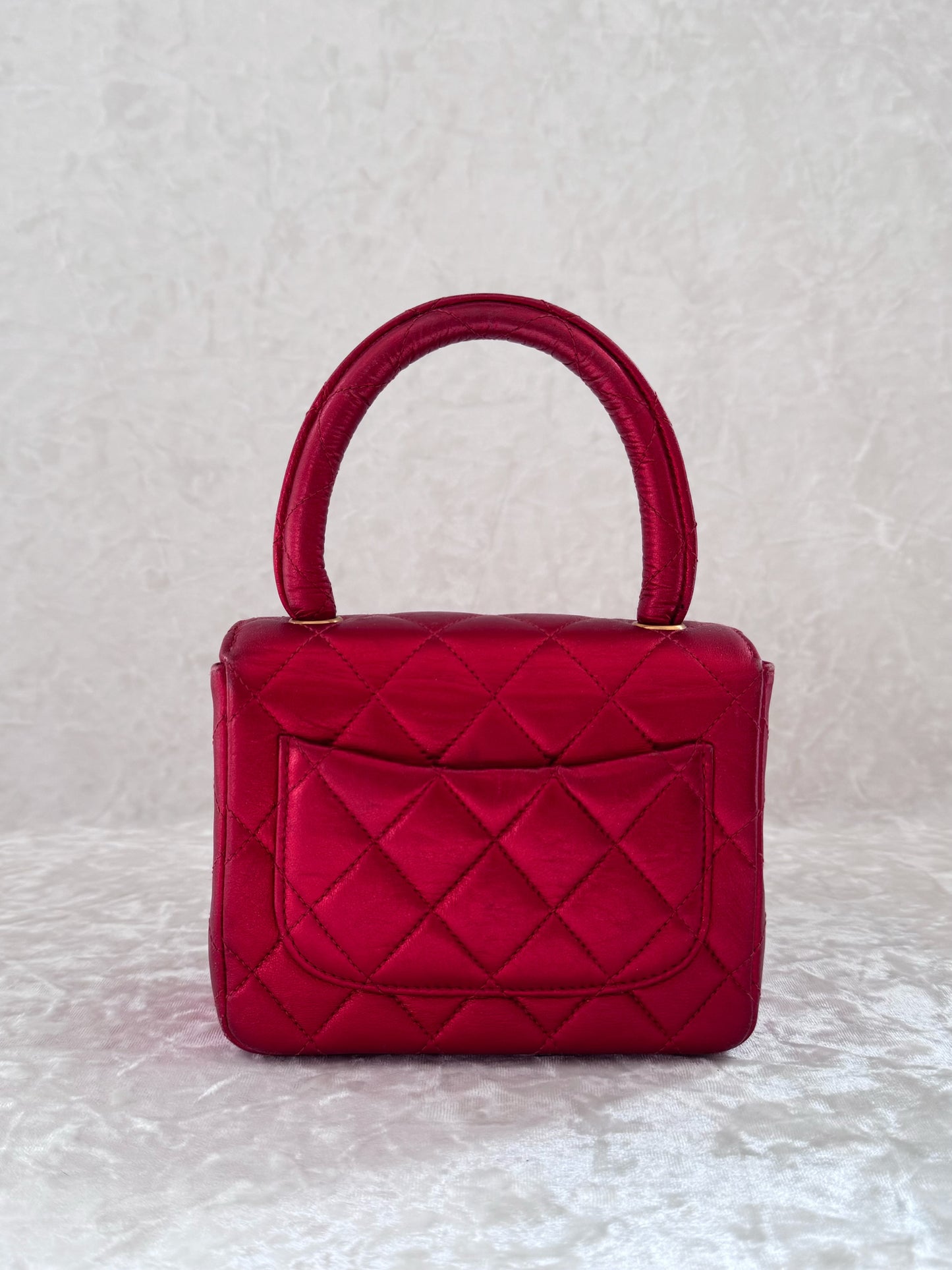Vintage Chanel 1994 Metallic Red Child Flap