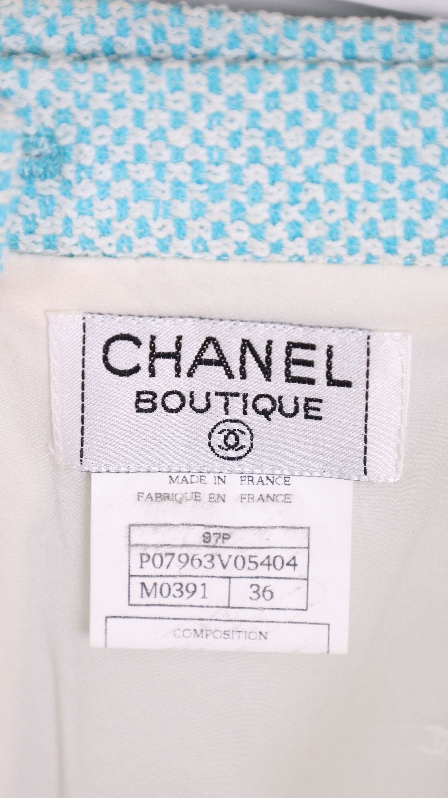 Vintage Chanel 97P Baby Blue Shell Button Set