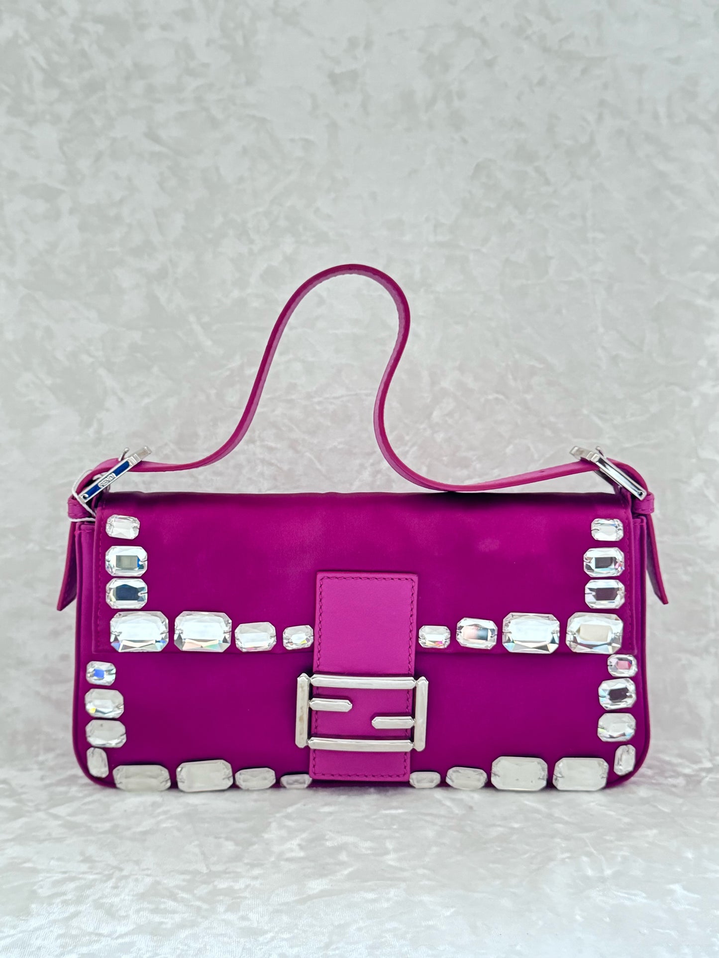 Fendi Fuchsia Rhinestone Baguette