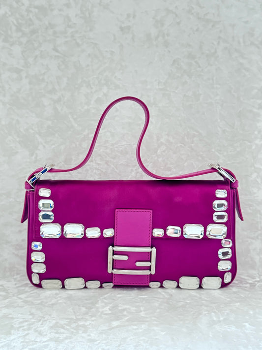 Fendi Fuchsia Rhinestone Baguette