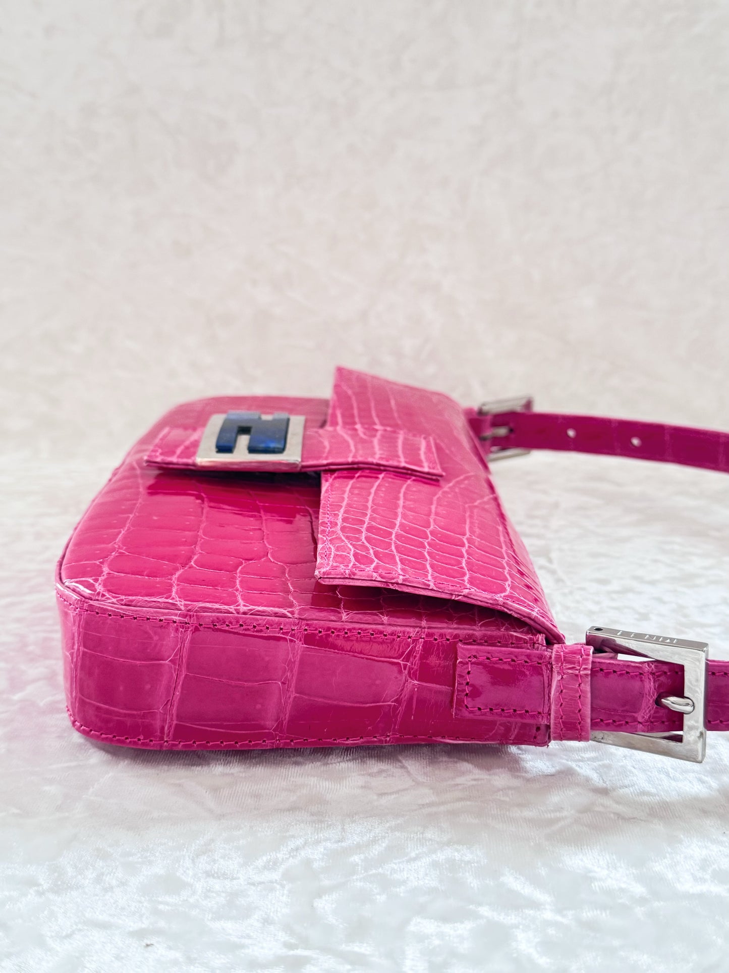 Fendi Pink Alligator Baguette
