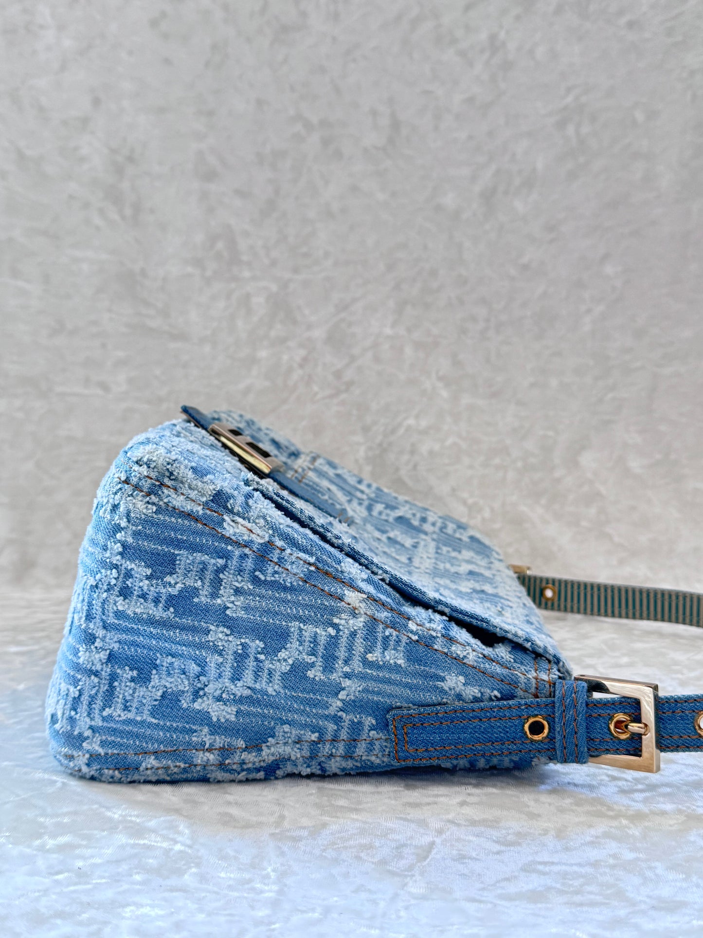 Fendi Denim Monogram Mamma Baguette