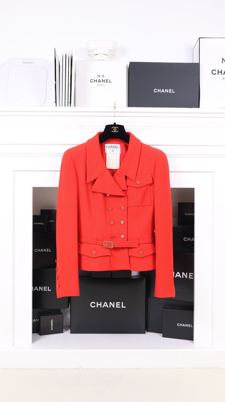 Vintage Chanel 95P Runway Red Tweed Set