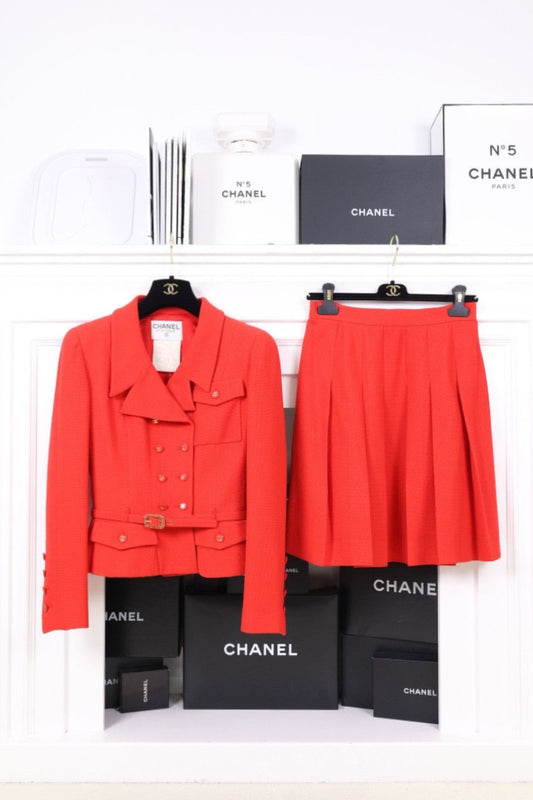 Vintage Chanel 95P Runway Red Tweed Set