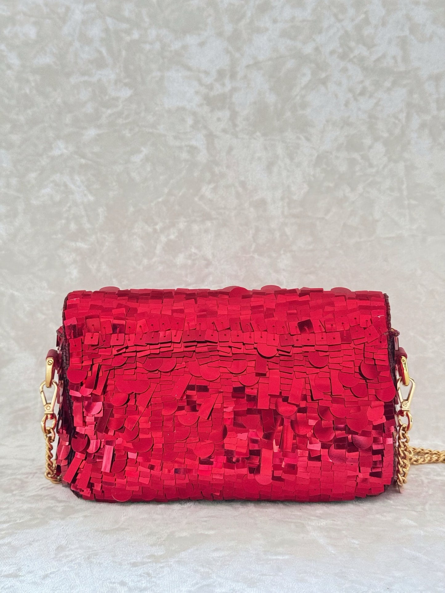 Fendi Re-Edition Red Sequins Mini Baguette
