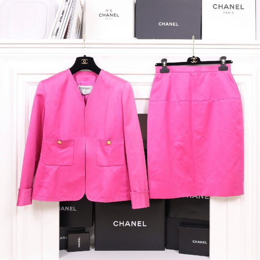 Vintage Chanel Hot Pink Silk Set