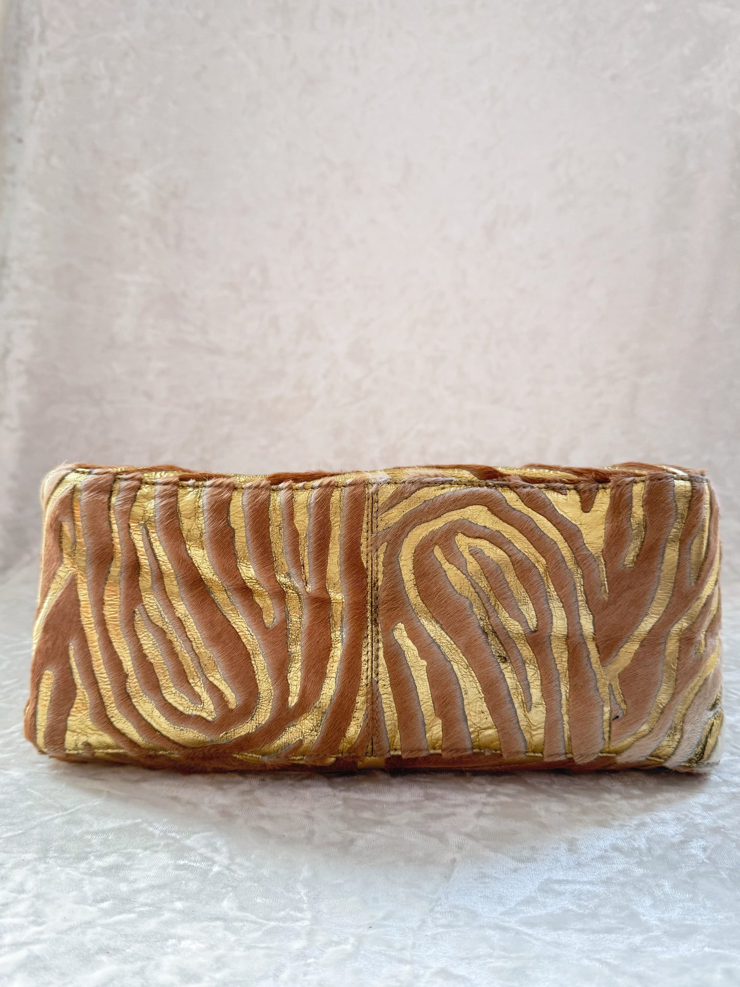 Fendi Pony Hair Zebra Printed Gold Mamma Baguette