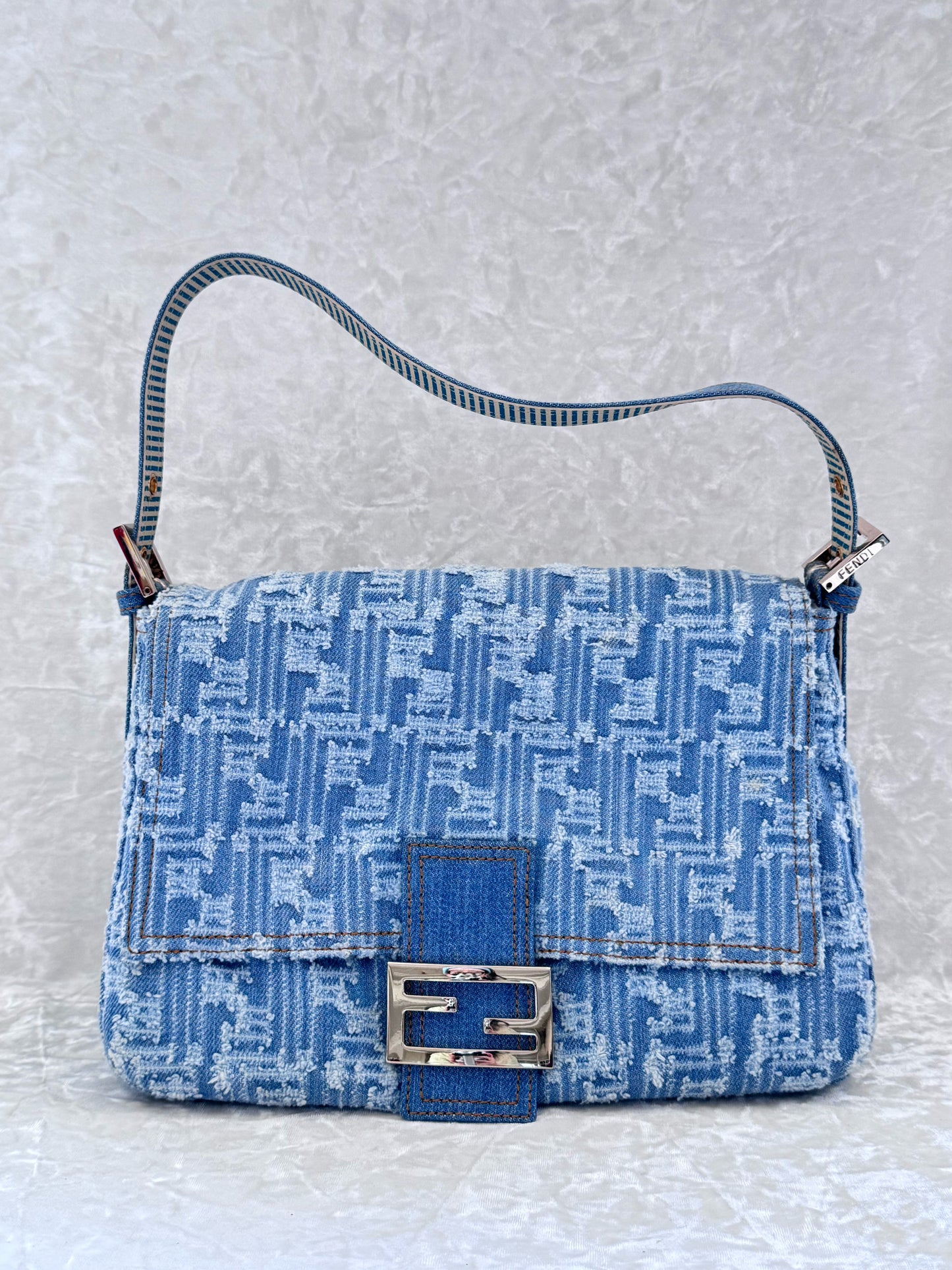 Fendi Denim Monogram Mamma Baguette