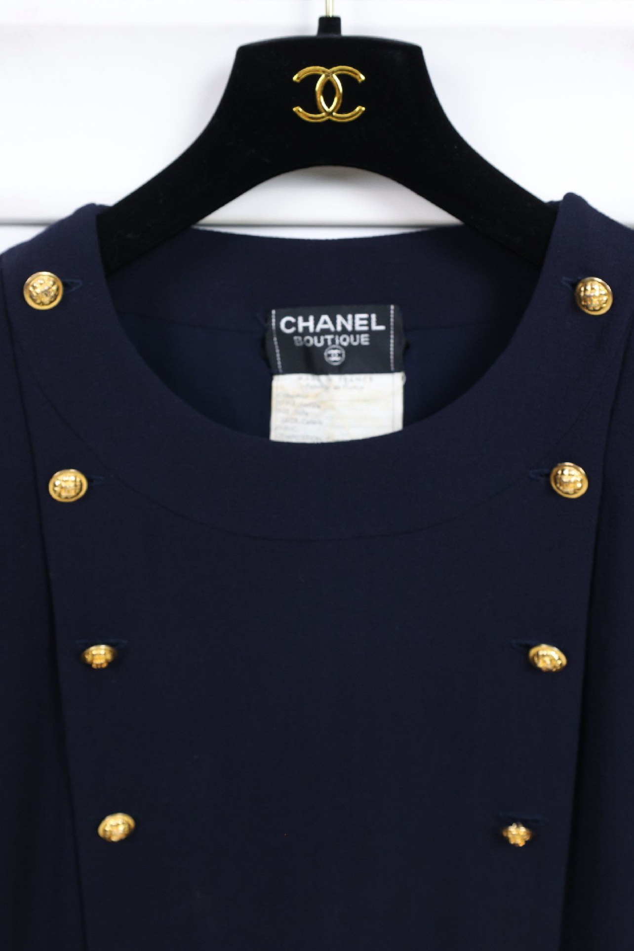 Vintage Chanel Navy Silk Dress