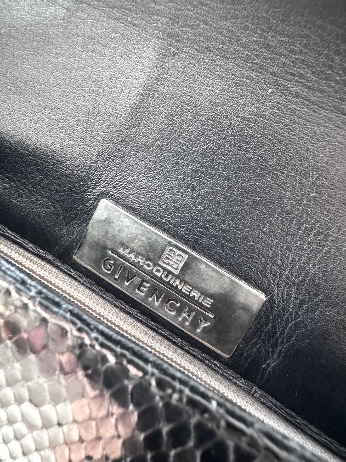 Givenchy Black Python Baguette