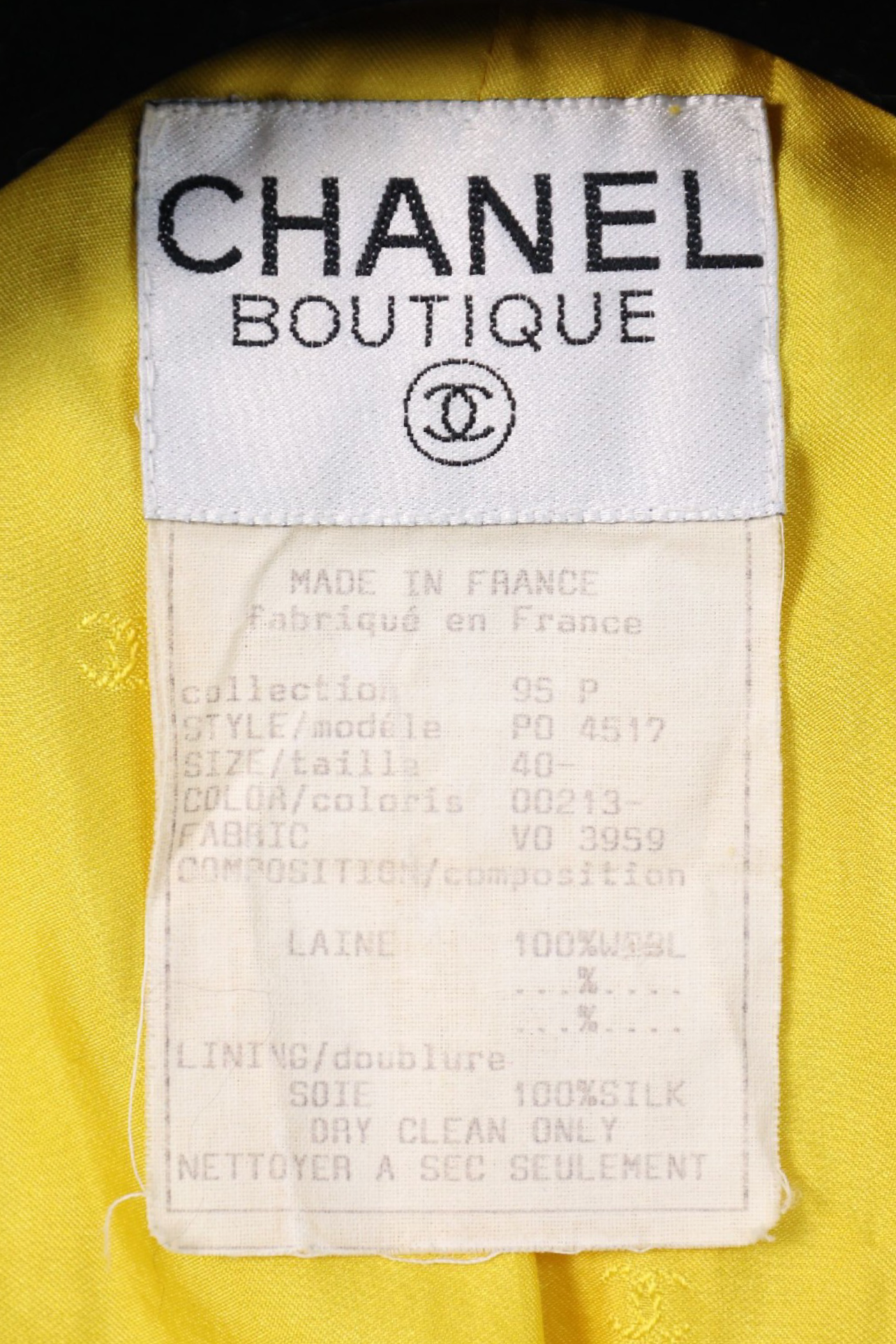 Vintage Chanel 95P Lemon Yellow Jacket