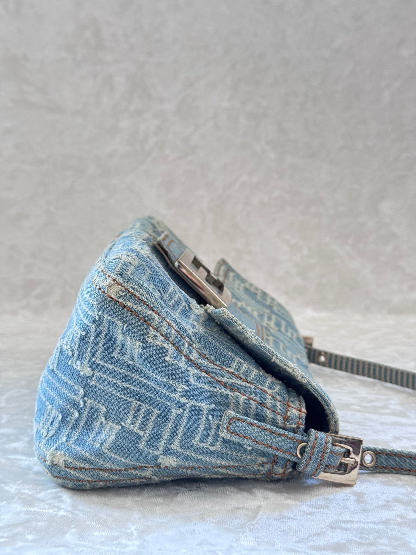 Fendi Denim Monogram Mini Mamma Baguette