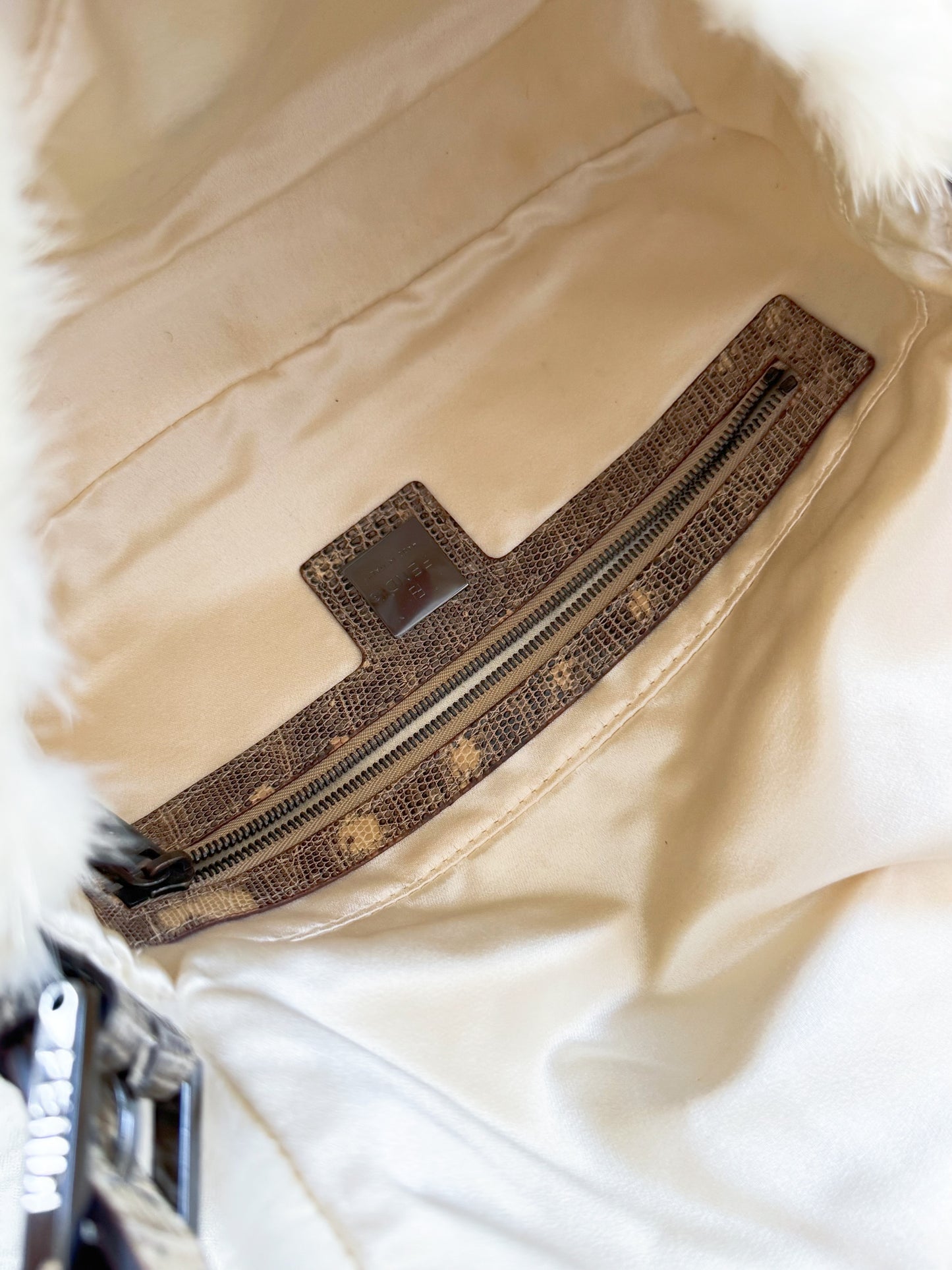 Fendi White Mink Baguette