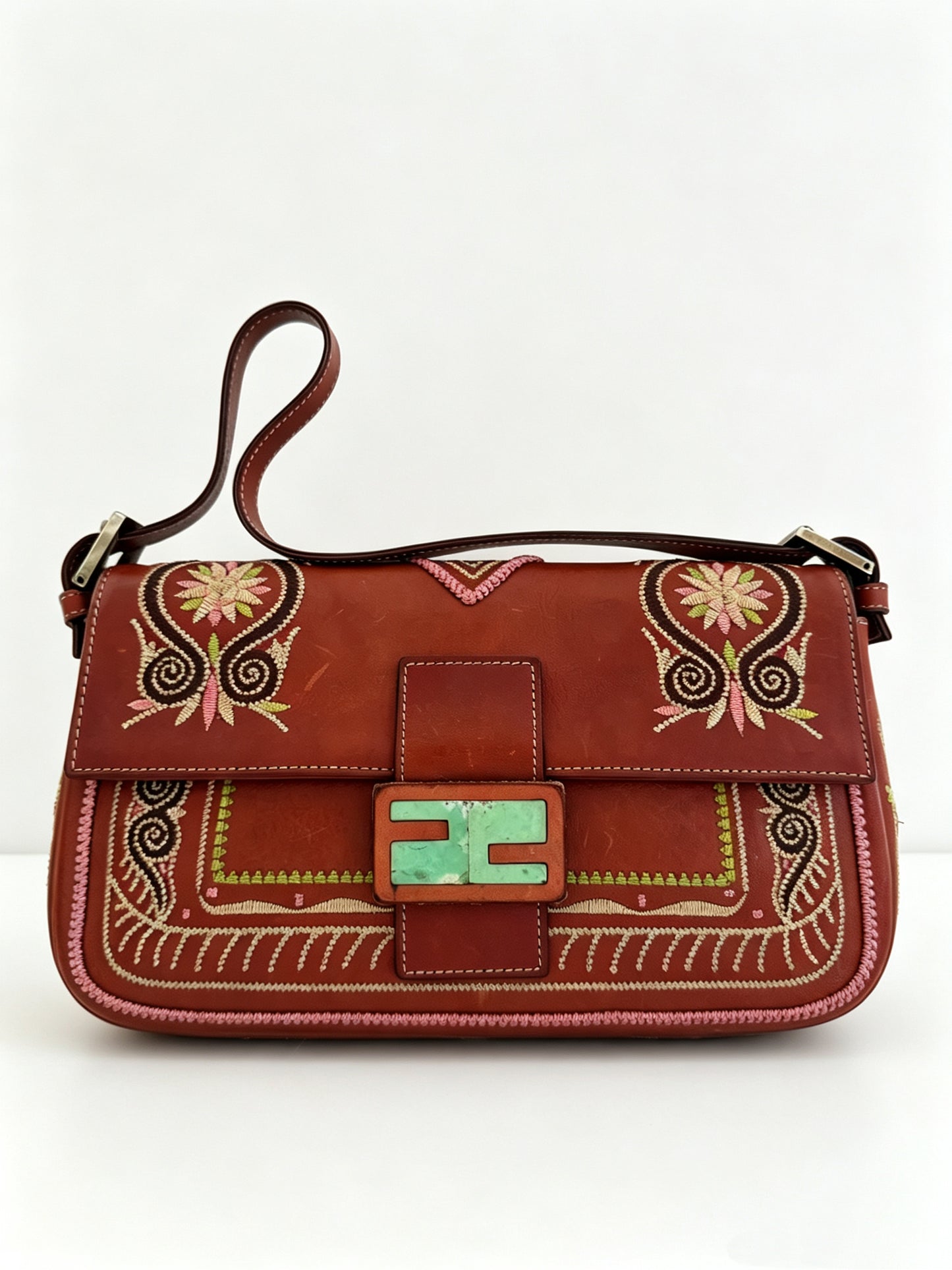 FENDI EMBROIDERED AZTEC BAGUETTE
