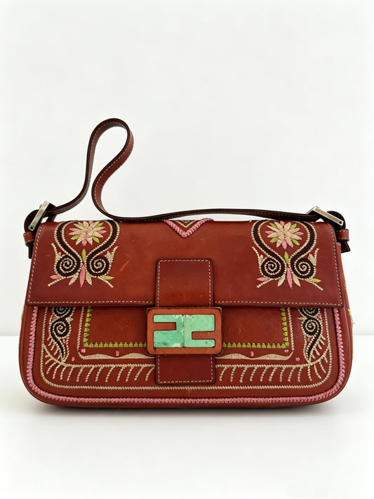 FENDI EMBROIDERED AZTEC BAGUETTE