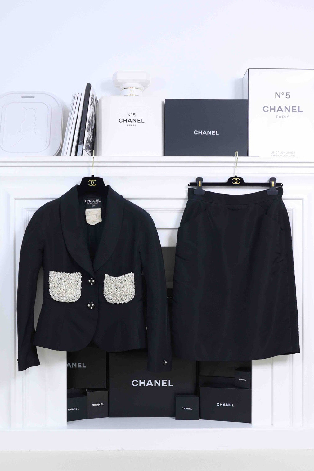 Vintage Chanel 80’s Pearl Pocket Jacket Set