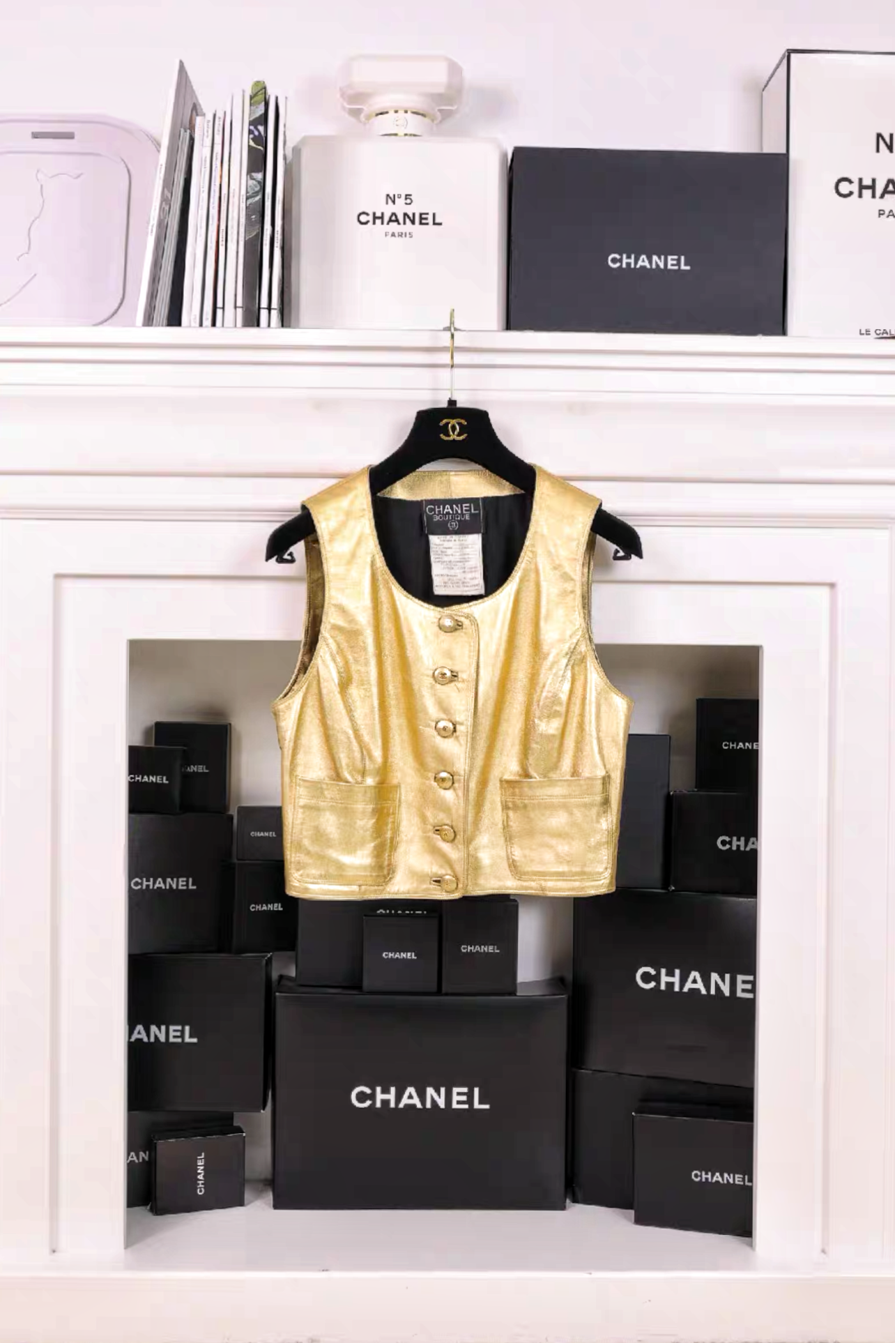 Vintage Chanel 94A Gold Leather Vest