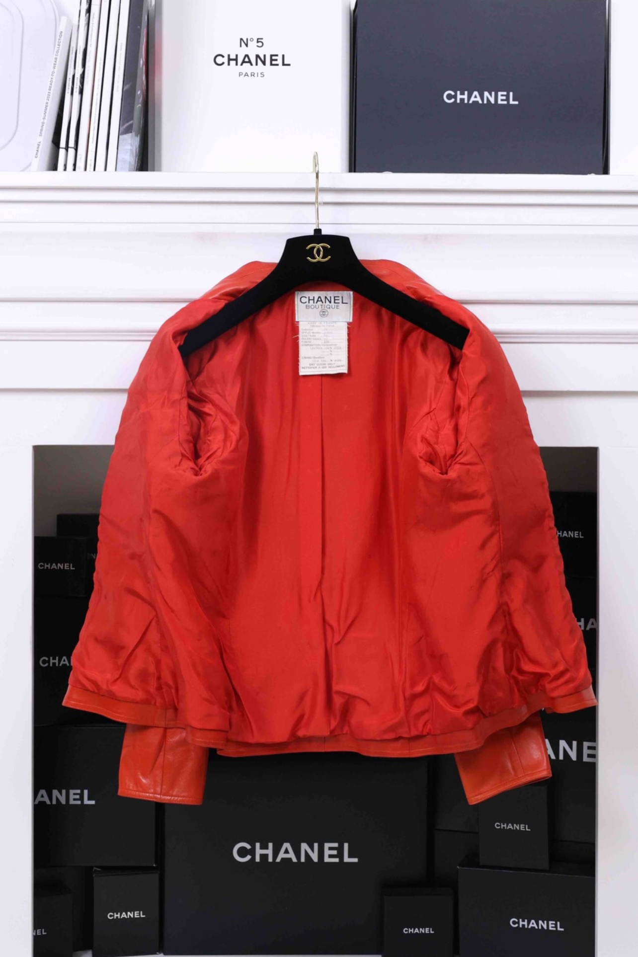 Vintage Chanel 92P Runway Red Leather Jacket