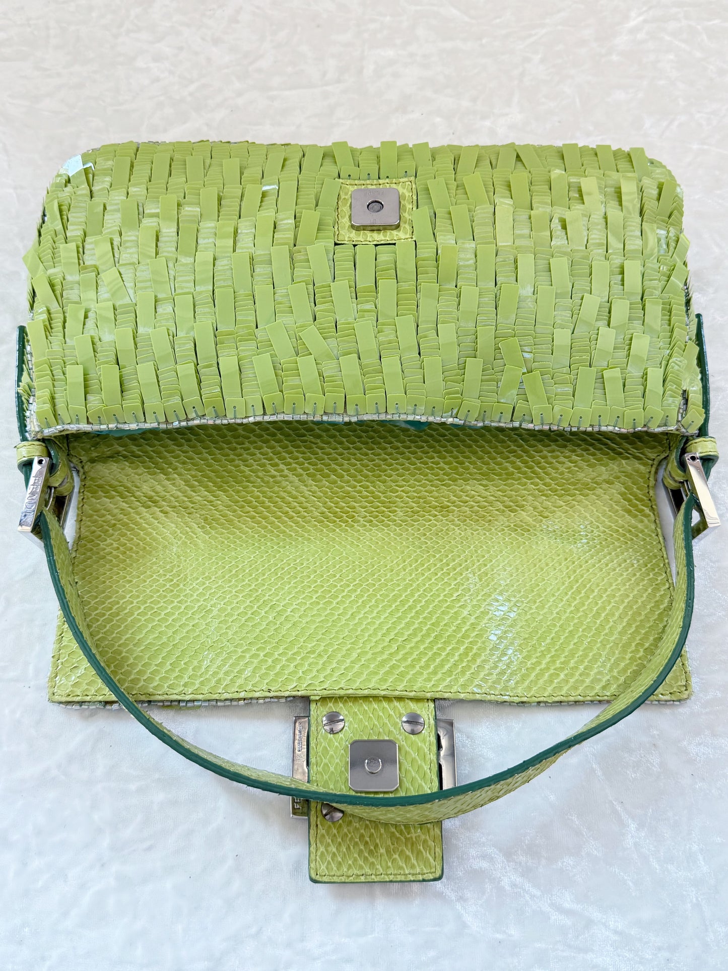 Fendi Apple Green Sequins Baguette