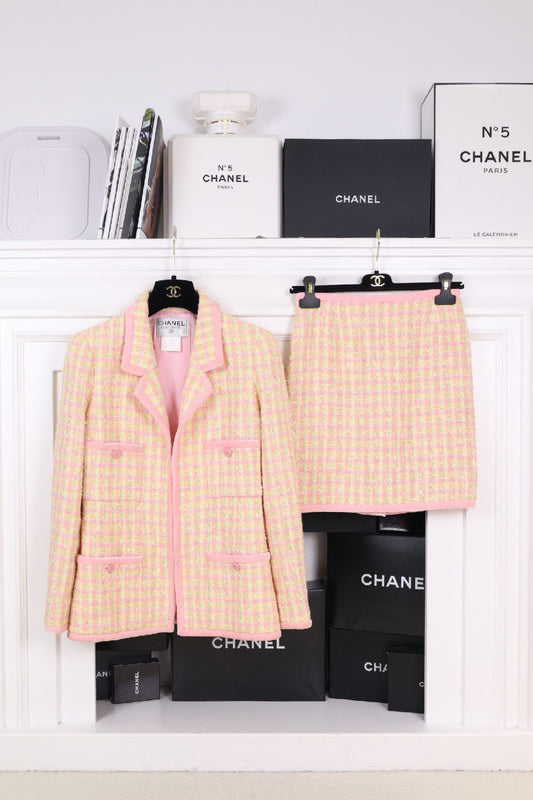 Vintage Chanel 96P Yellow Pink Grid Set