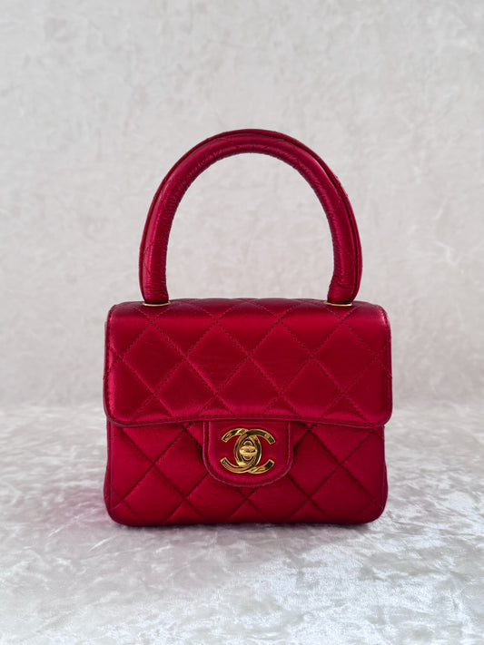 Vintage Chanel 1994 Metallic Red Child Flap