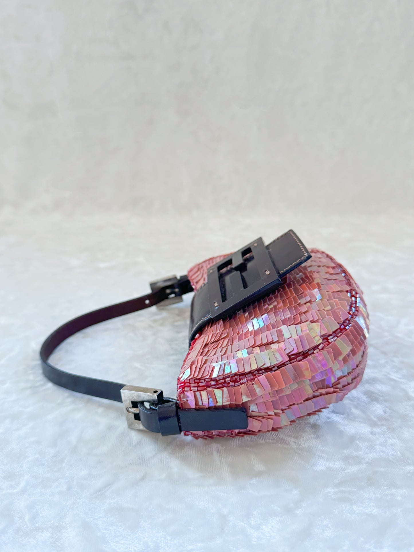 Fendi Pink Sequins Croissant ￼