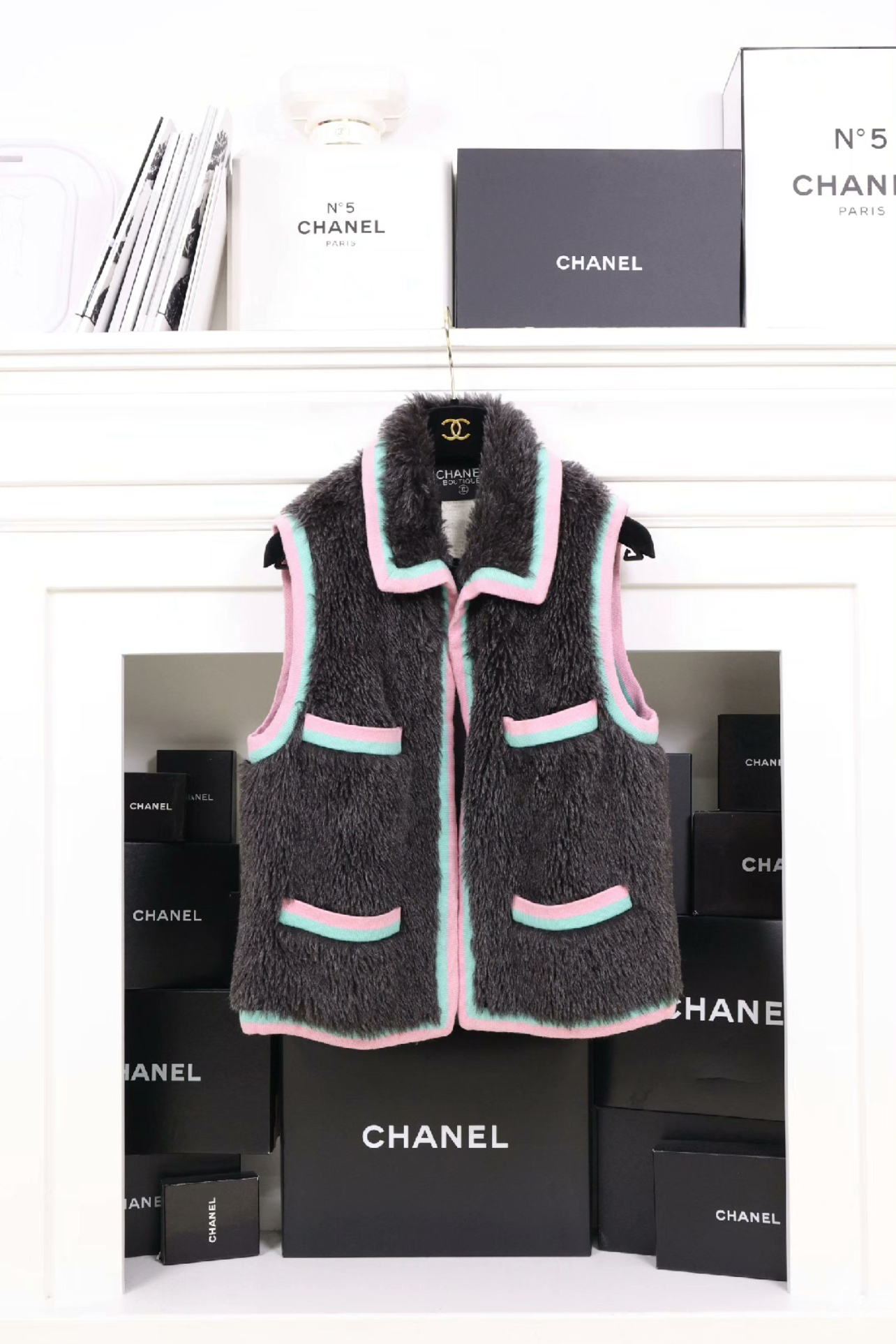 Vintage Chanel 94 CC Logo Fur Vest