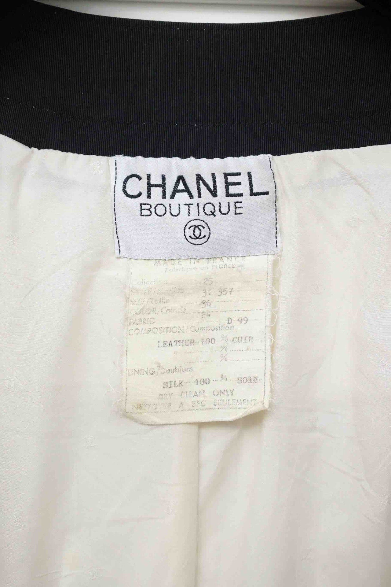 Vintage Chanel 91 Runway Cute Bow Leather Jacket Skirt Set