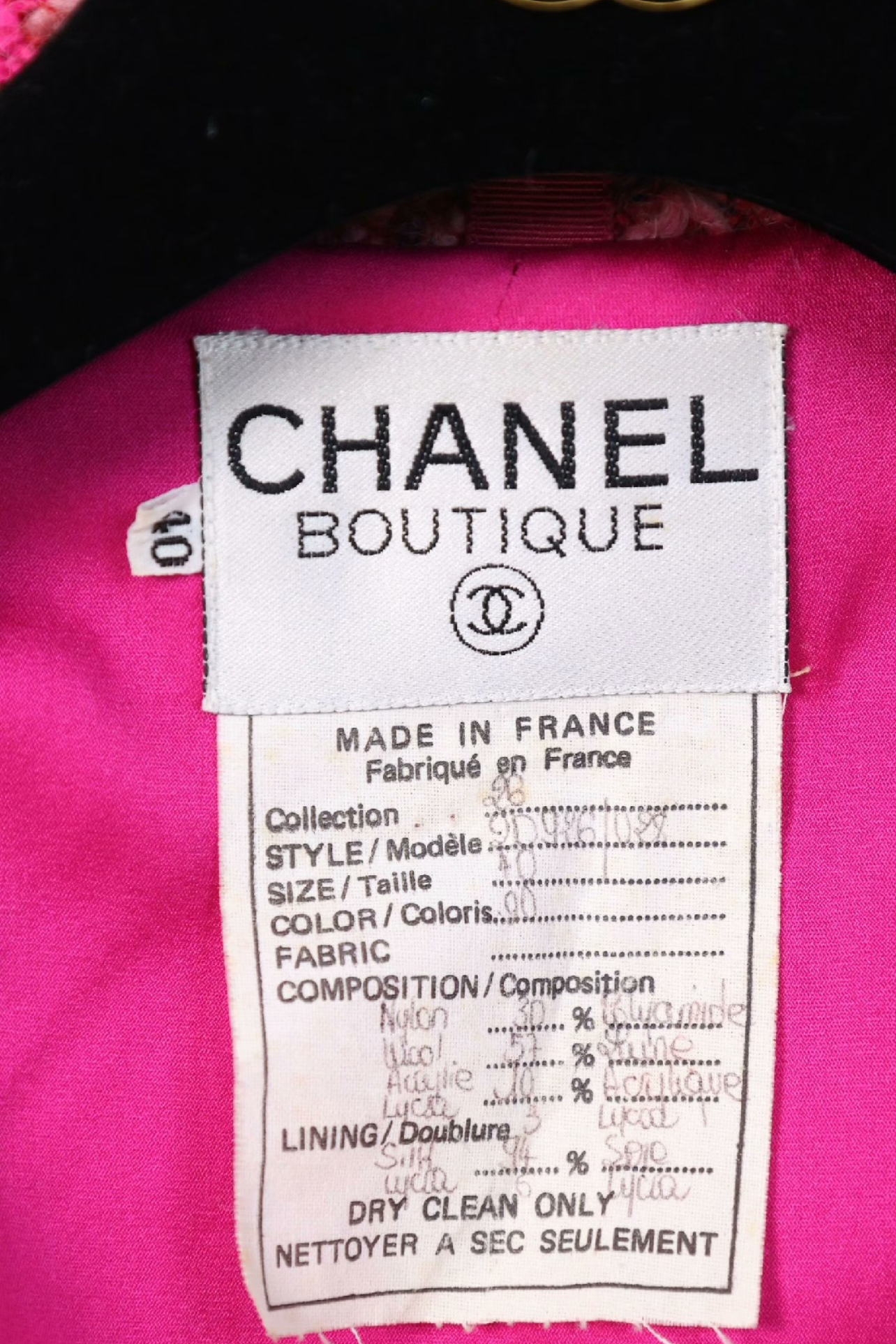 Vintage Chanel 1989 Runway Pink Tweed Jacket