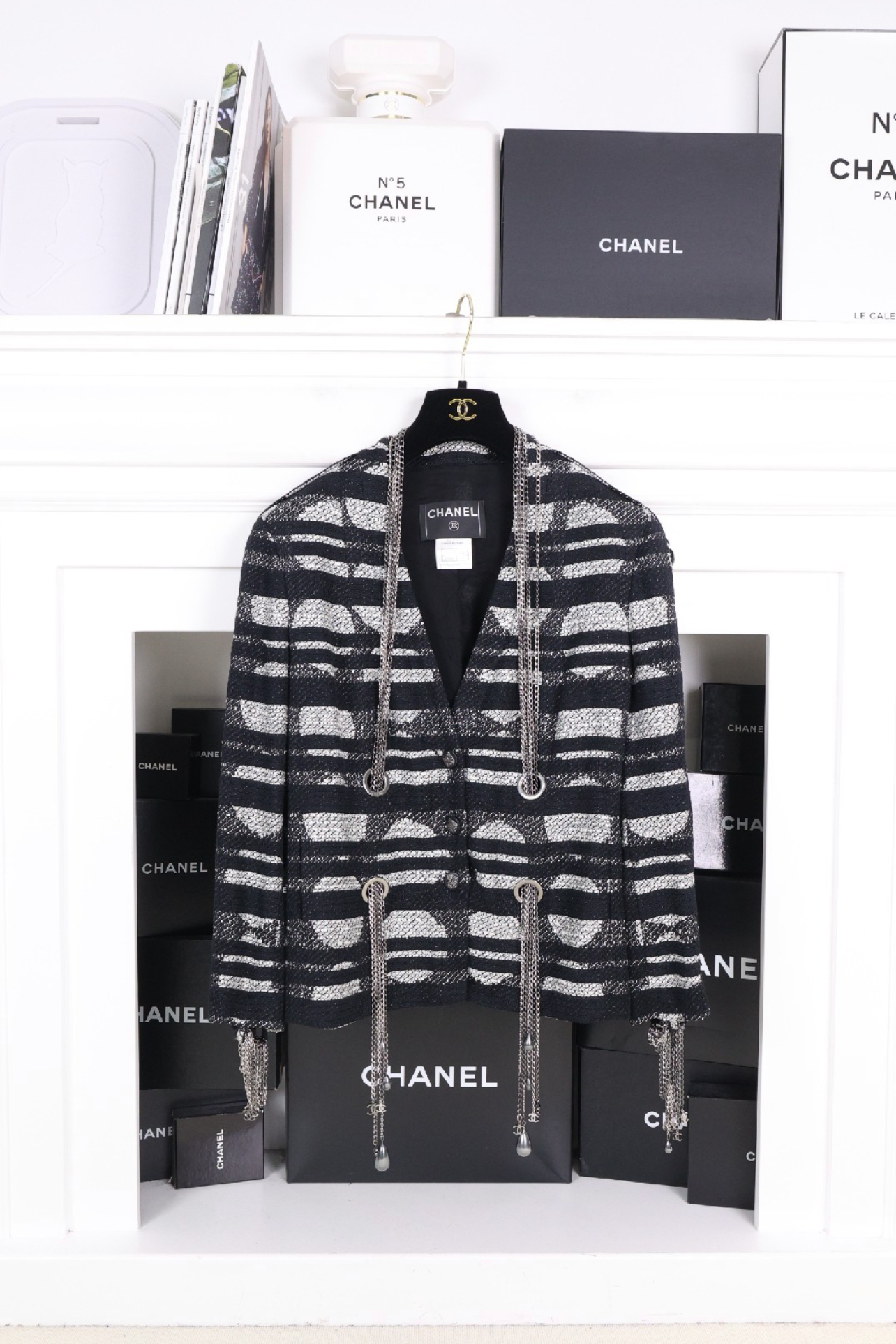 Chanel 08P Stripe Chains Jacket