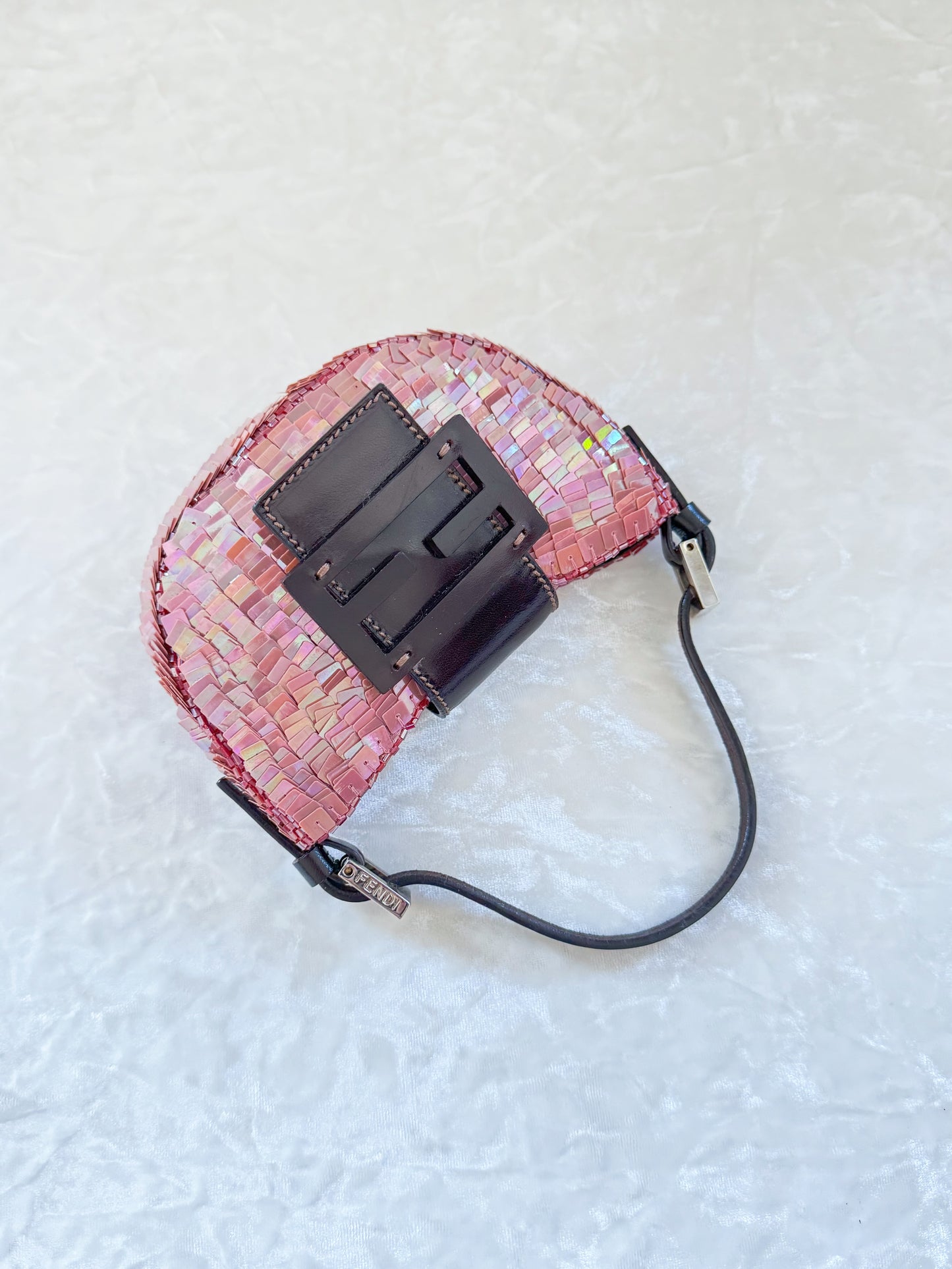 Fendi Pink Sequins Croissant ￼