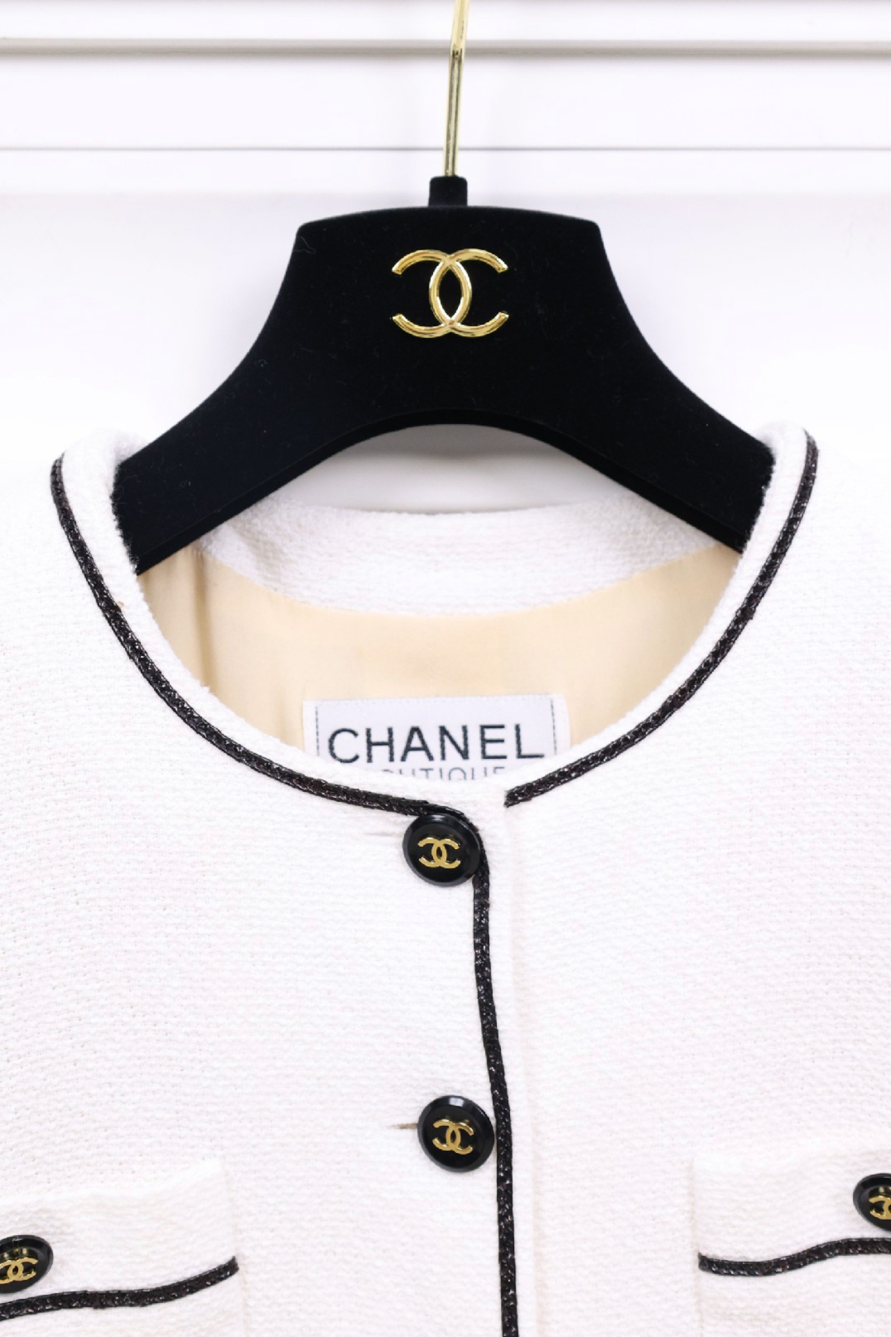 Vintage Chanel 95P Runway White Cropped Jacket