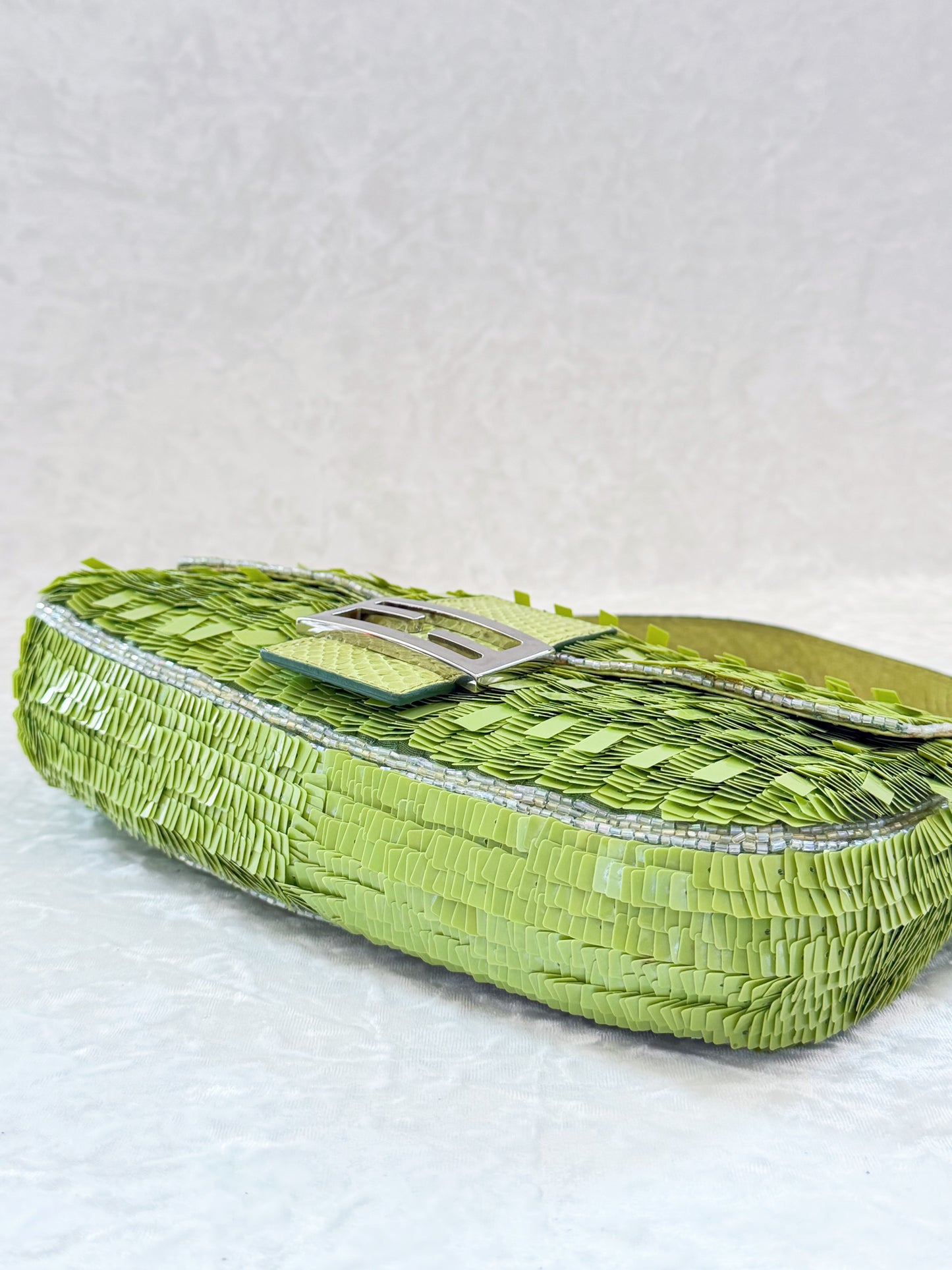 Fendi Apple Green Sequins Baguette