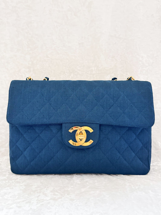 Vintage Chanel 1994 Blue Canvas Maxi