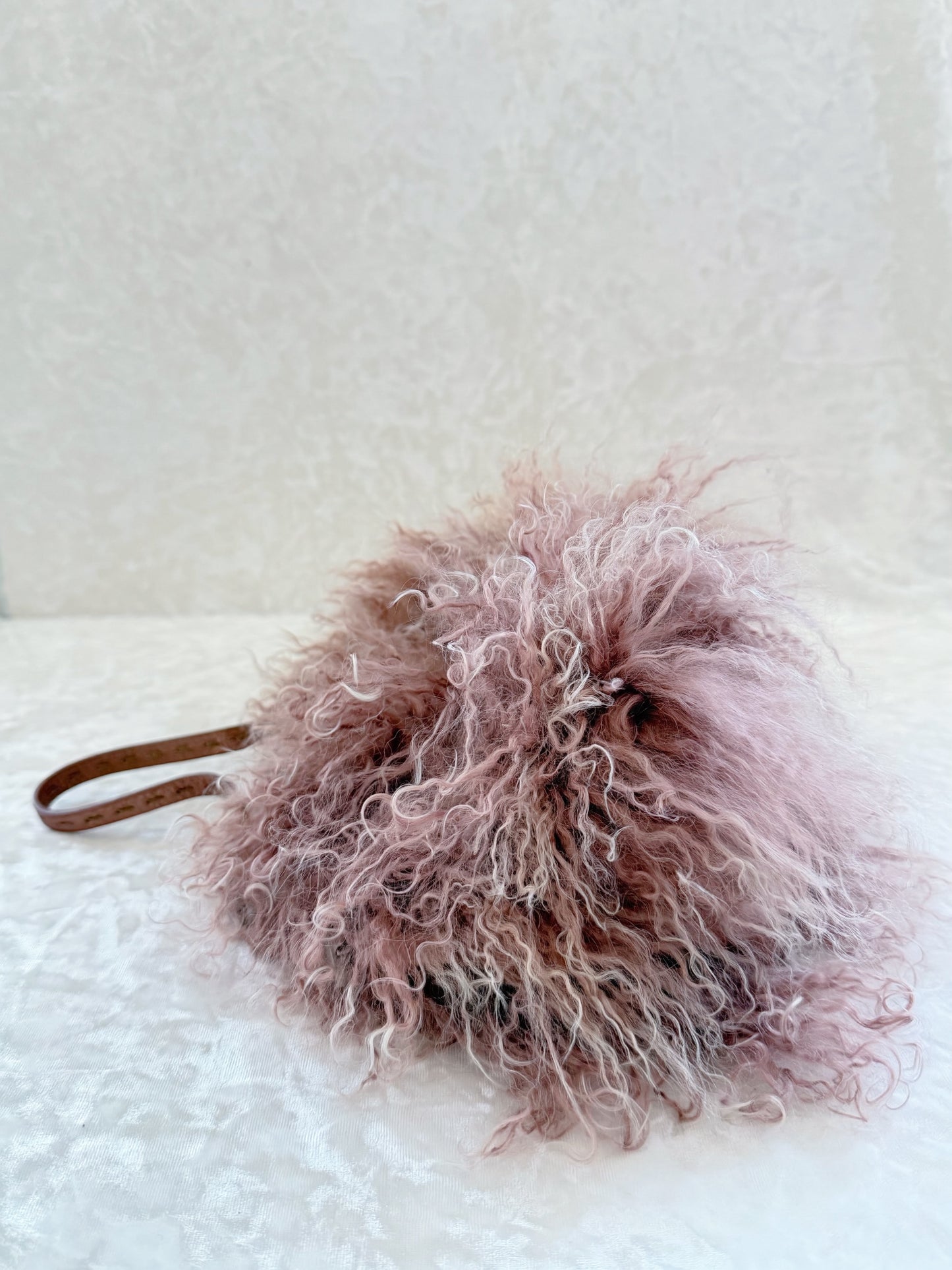 Fendi Rosa Mongolian Lamb Mini Mamma Baguette