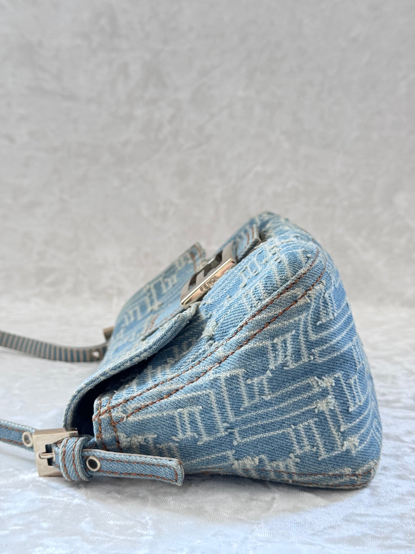 Fendi Denim Monogram Mini Mamma Baguette
