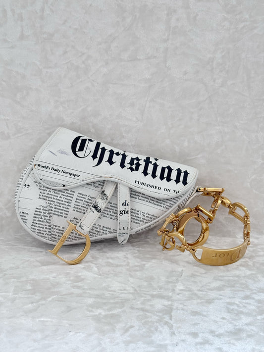 Christian Dior Newspaper Mini Saddle Clutch