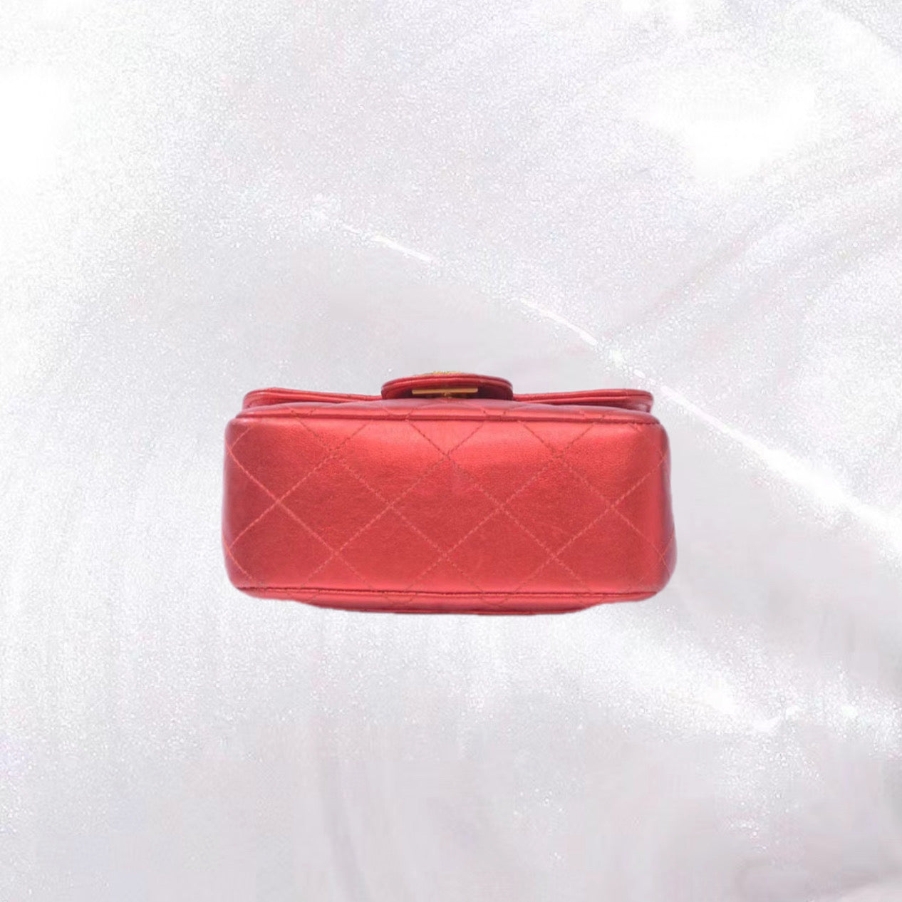 Vintage Chanel 1994 Metallic Red Child Flap Bag