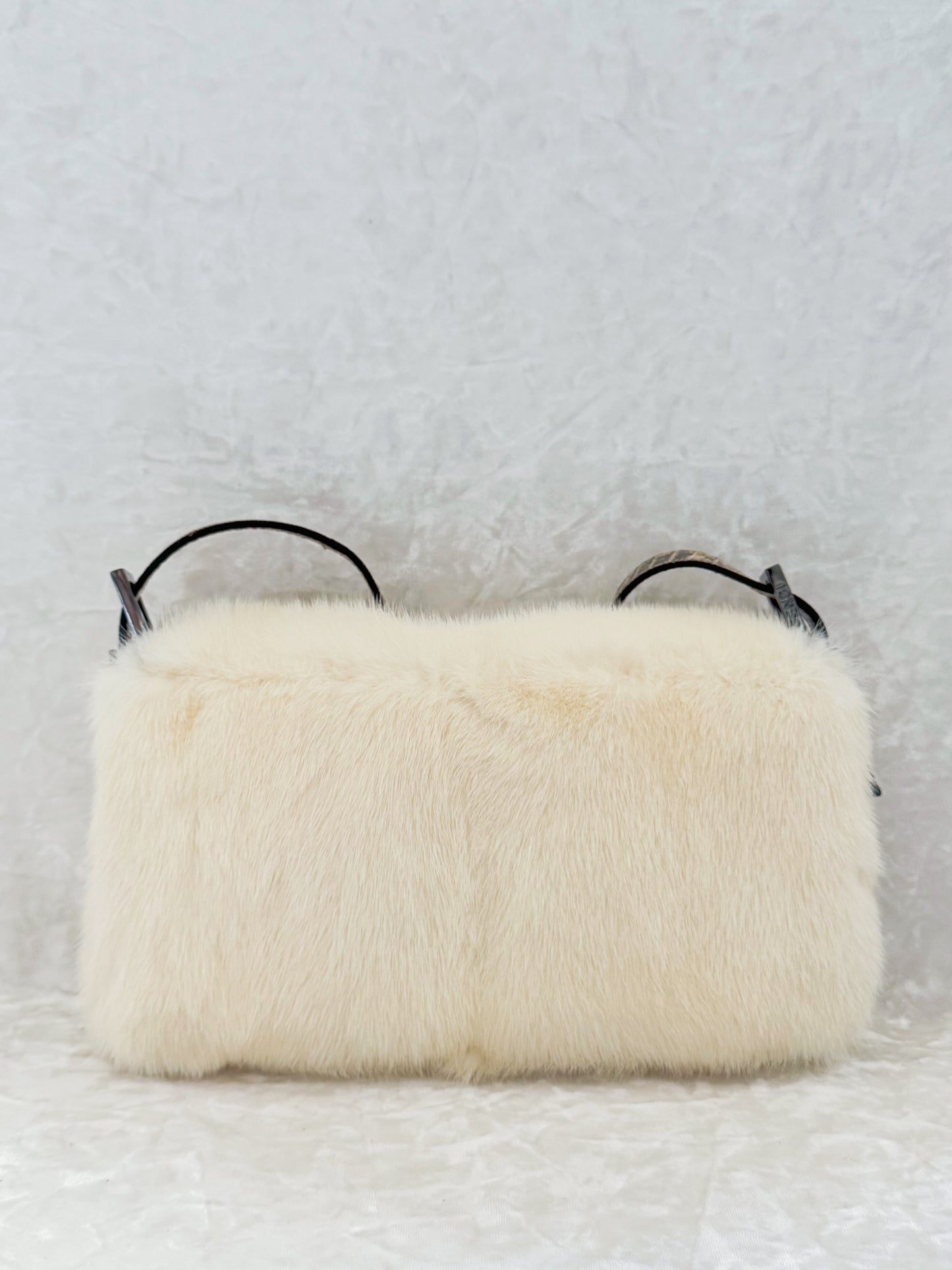 Fendi White Mink Baguette