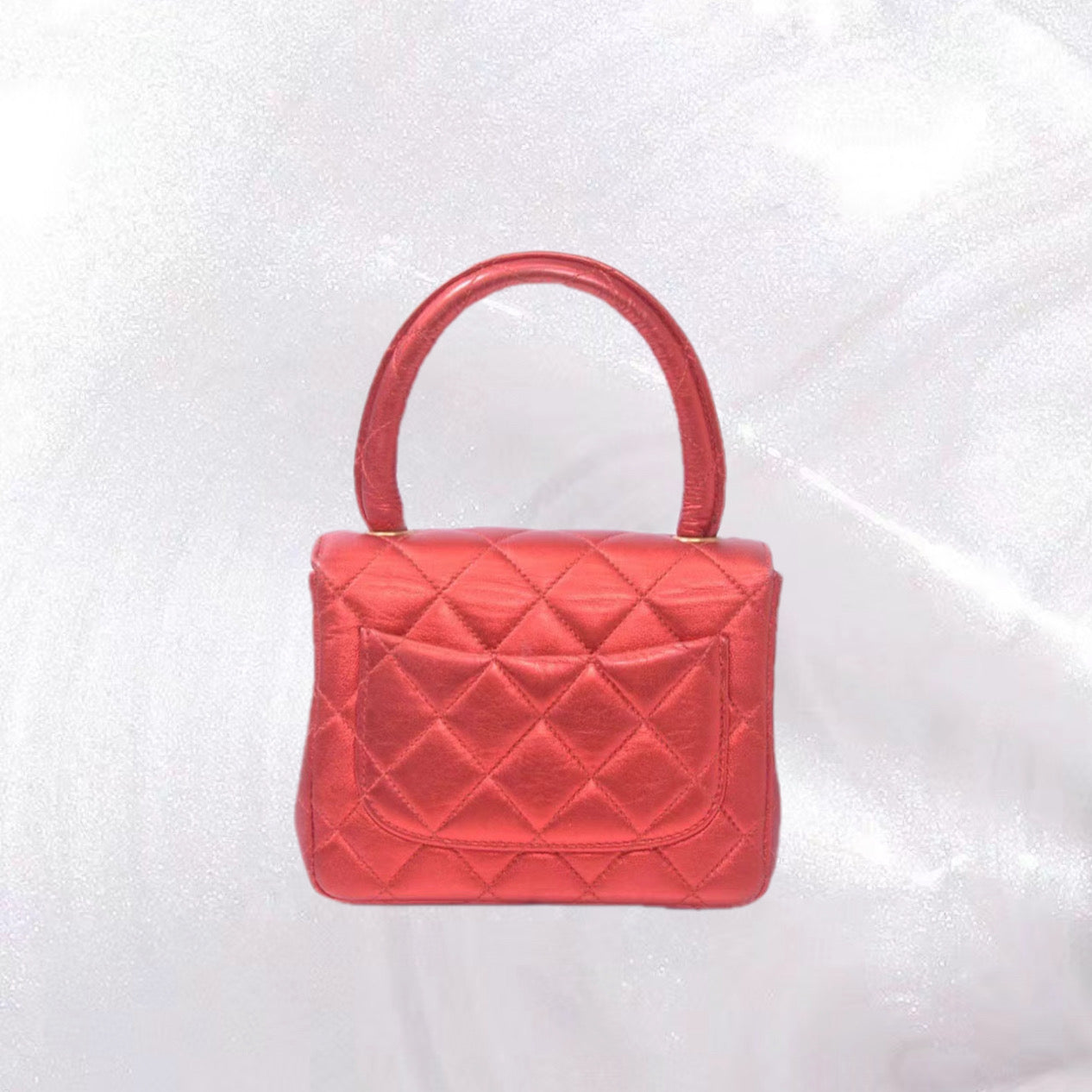 Vintage Chanel 1994 Metallic Red Child Flap Bag