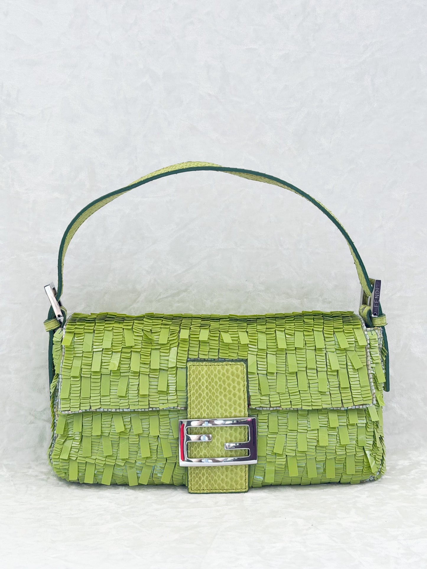 Fendi Apple Green Sequins Baguette