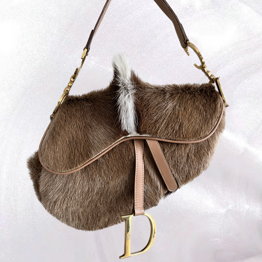 Christian Dior Mohawk Fur Saddle Bag