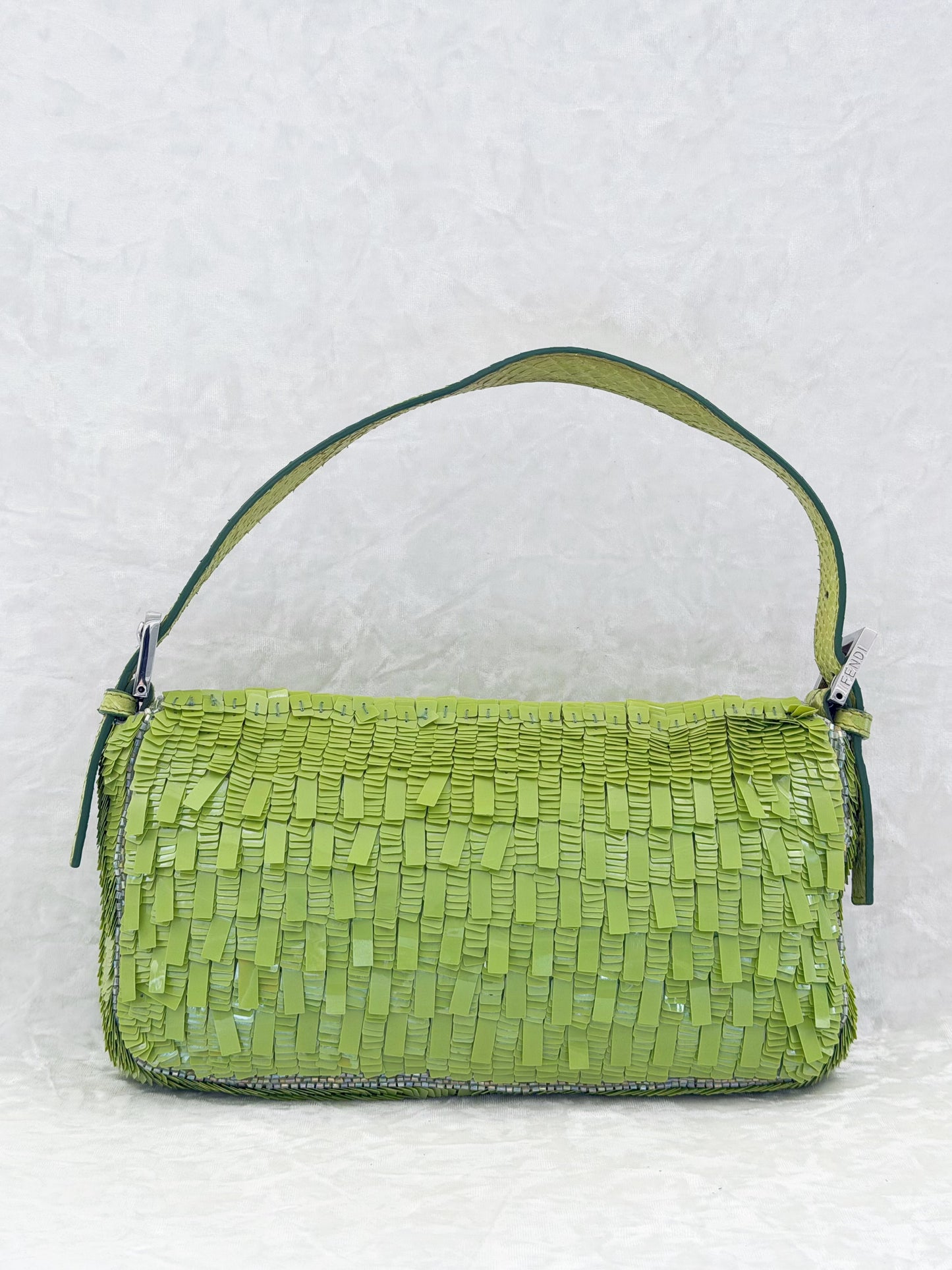 Fendi Apple Green Sequins Baguette